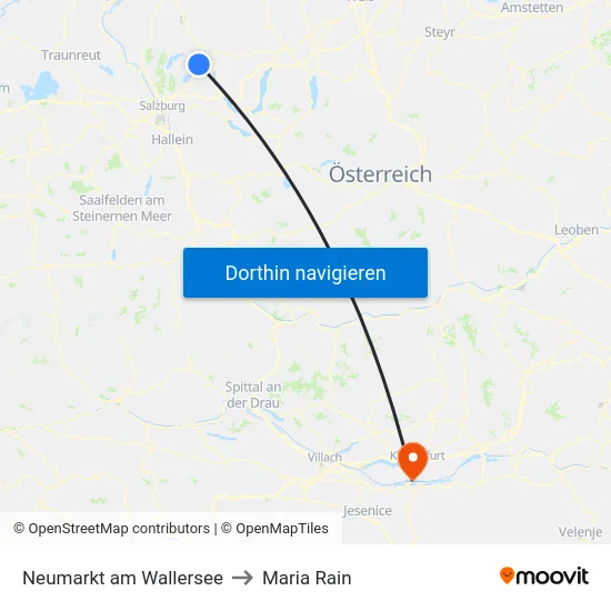 Neumarkt am Wallersee to Maria Rain map