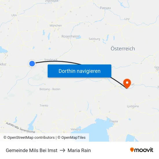 Gemeinde Mils Bei Imst to Maria Rain map