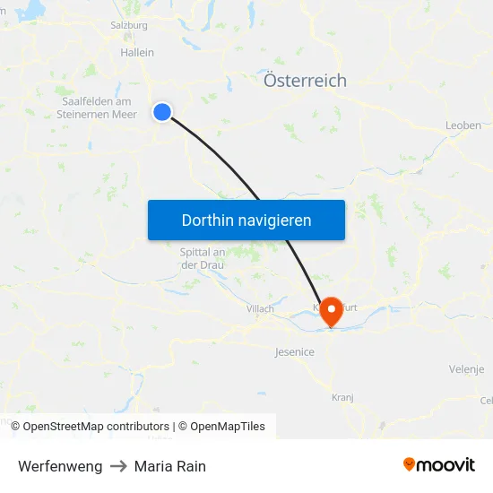 Werfenweng to Maria Rain map