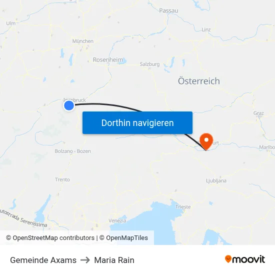 Gemeinde Axams to Maria Rain map