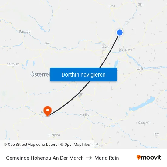 Gemeinde Hohenau An Der March to Maria Rain map