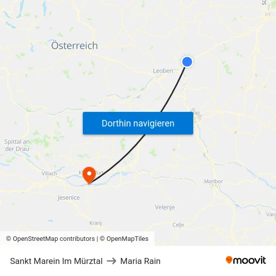 Sankt Marein Im Mürztal to Maria Rain map