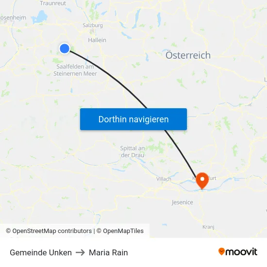 Gemeinde Unken to Maria Rain map