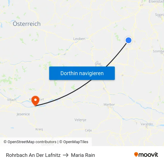Rohrbach An Der Lafnitz to Maria Rain map