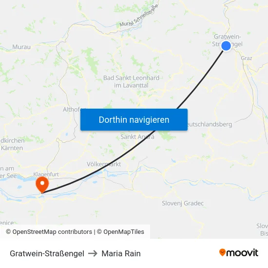 Gratwein-Straßengel to Maria Rain map