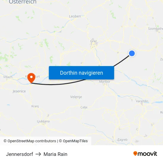 Jennersdorf to Maria Rain map
