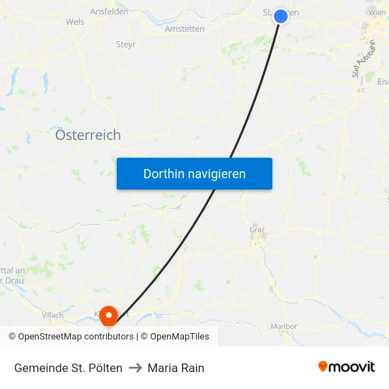 Gemeinde St. Pölten to Maria Rain map