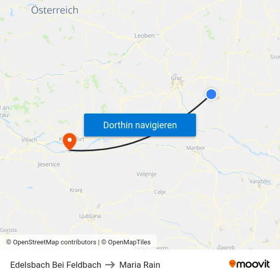 Edelsbach Bei Feldbach to Maria Rain map