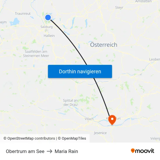 Obertrum am See to Maria Rain map