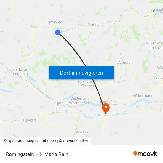 Ramingstein to Maria Rain map