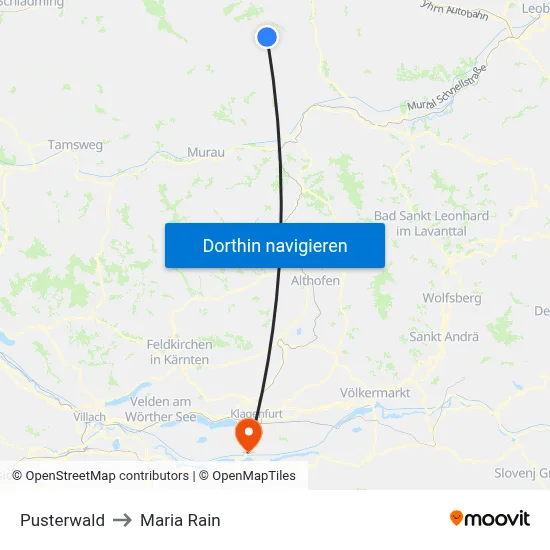 Pusterwald to Maria Rain map