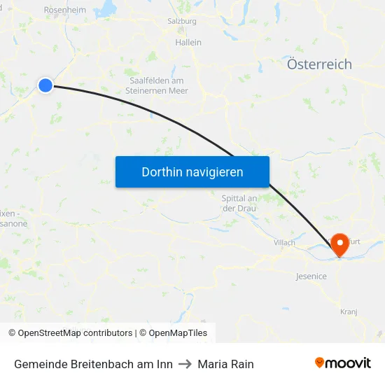 Gemeinde Breitenbach am Inn to Maria Rain map