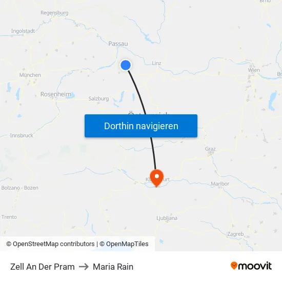 Zell An Der Pram to Maria Rain map