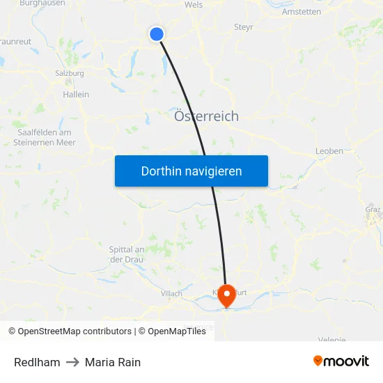 Redlham to Maria Rain map