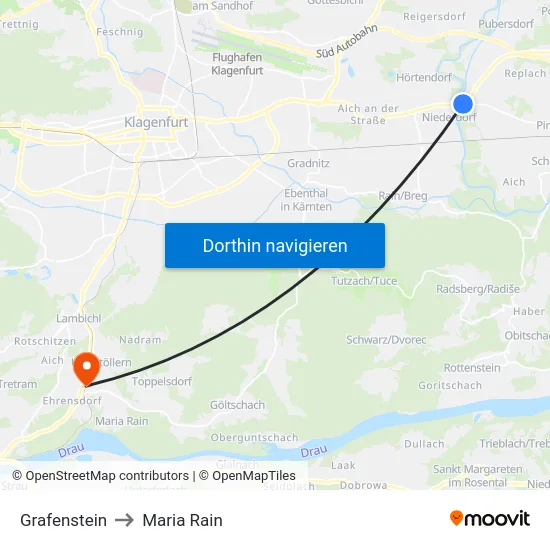 Grafenstein to Maria Rain map
