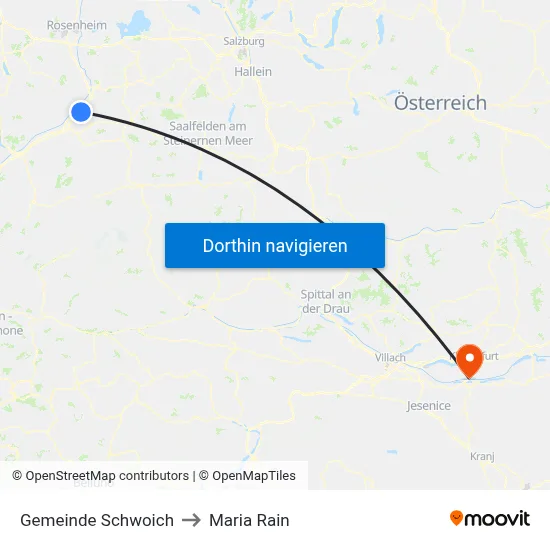 Gemeinde Schwoich to Maria Rain map