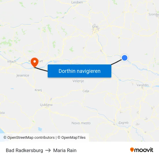 Bad Radkersburg to Maria Rain map