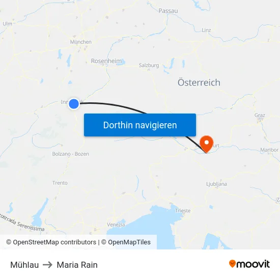 Mühlau to Maria Rain map