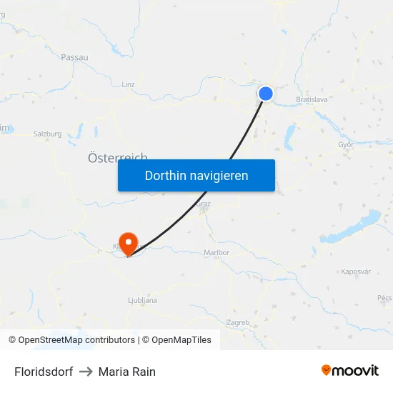Floridsdorf to Maria Rain map