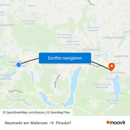 Neumarkt am Wallersee to Pinsdorf map