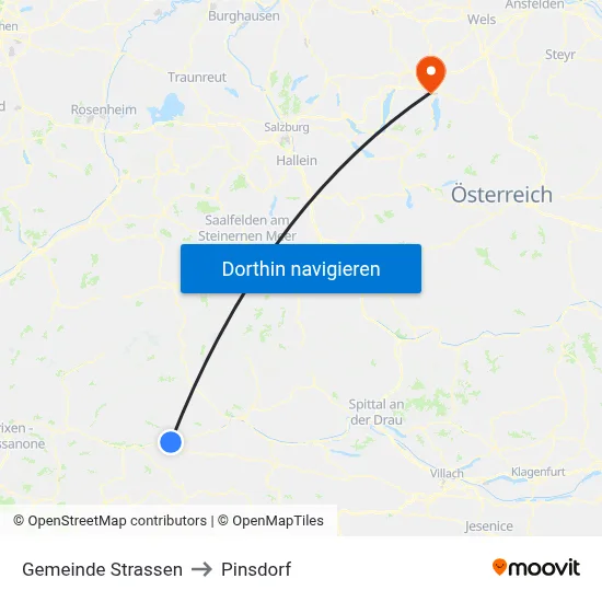 Gemeinde Strassen to Pinsdorf map