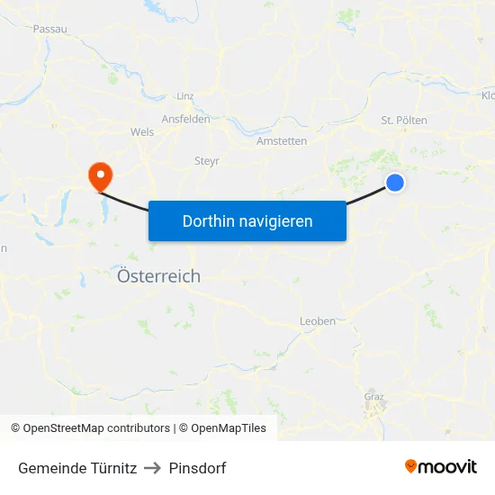 Gemeinde Türnitz to Pinsdorf map
