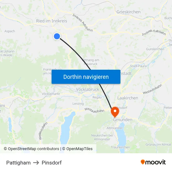 Pattigham to Pinsdorf map