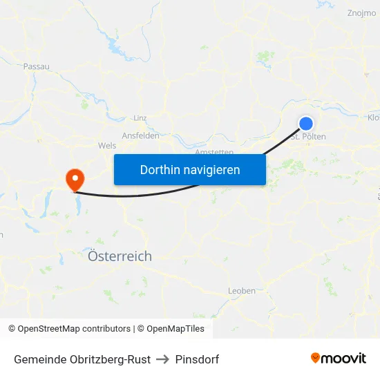 Gemeinde Obritzberg-Rust to Pinsdorf map