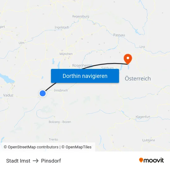 Stadt Imst to Pinsdorf map
