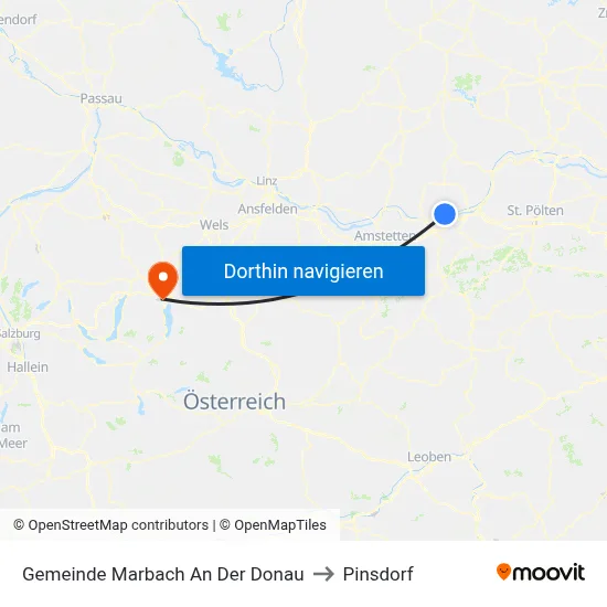 Gemeinde Marbach An Der Donau to Pinsdorf map