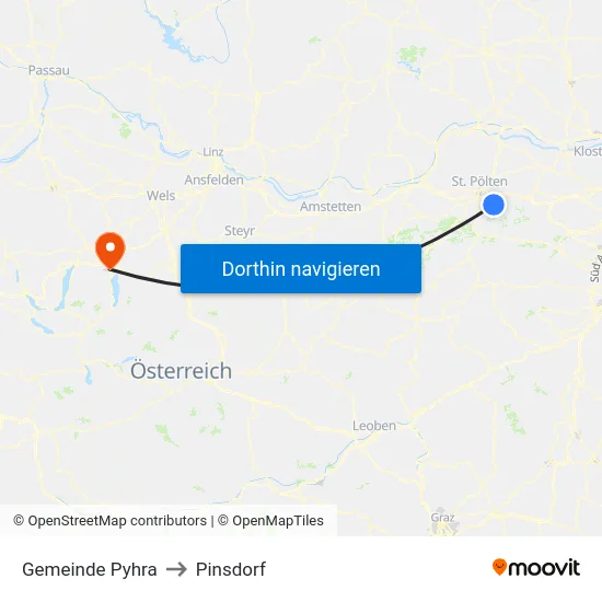 Gemeinde Pyhra to Pinsdorf map