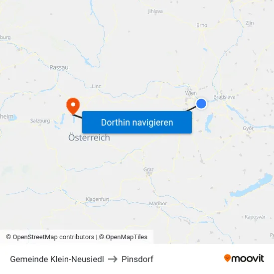Gemeinde Klein-Neusiedl to Pinsdorf map