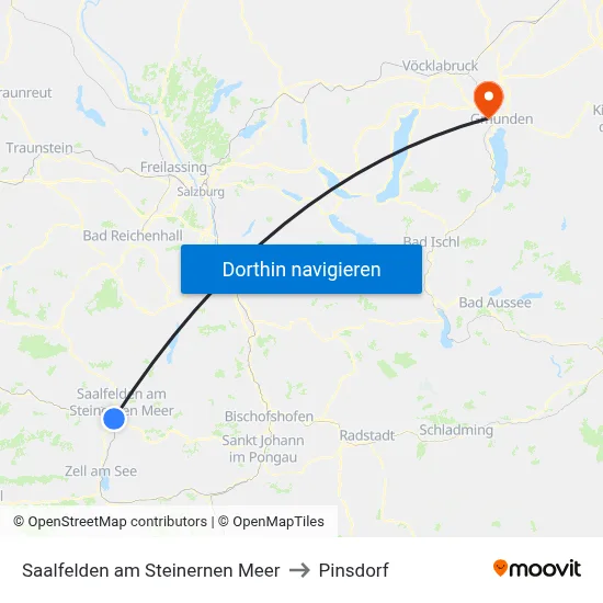 Saalfelden am Steinernen Meer to Pinsdorf map