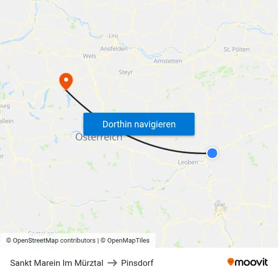 Sankt Marein Im Mürztal to Pinsdorf map