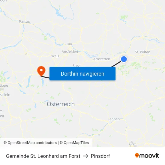 Gemeinde St. Leonhard am Forst to Pinsdorf map