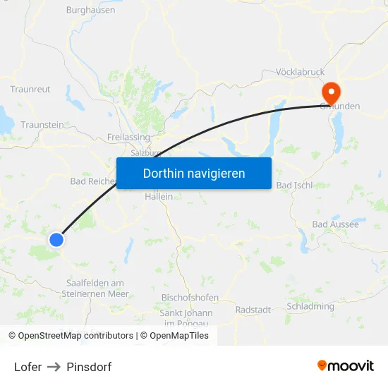 Lofer to Pinsdorf map