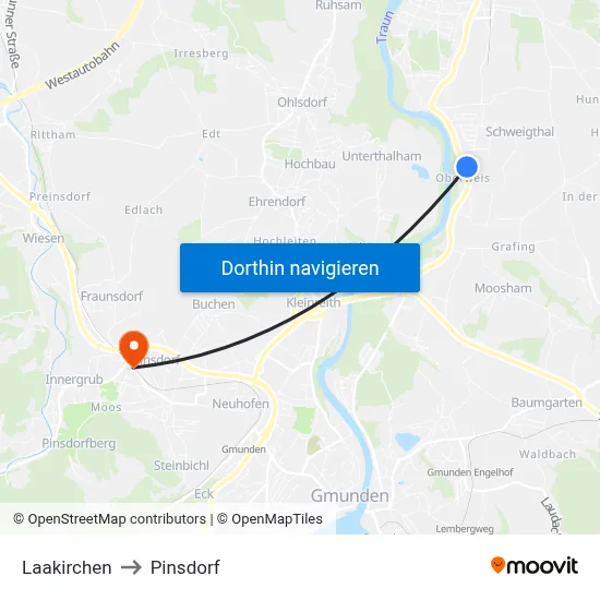 Laakirchen to Pinsdorf map