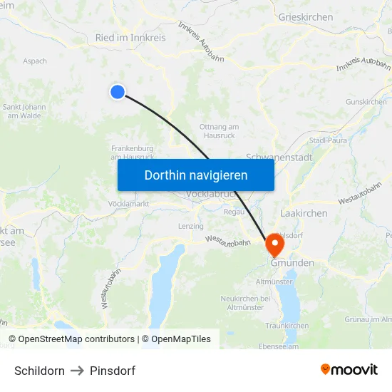 Schildorn to Pinsdorf map
