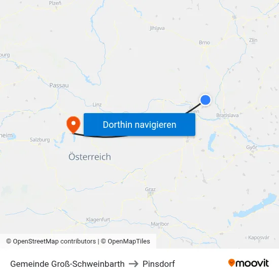 Gemeinde Groß-Schweinbarth to Pinsdorf map