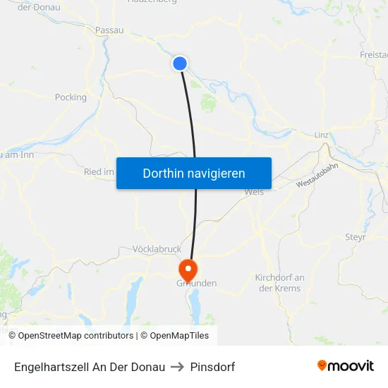 Engelhartszell An Der Donau to Pinsdorf map