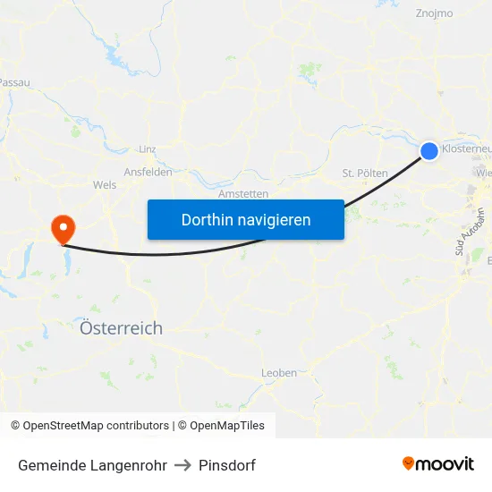 Gemeinde Langenrohr to Pinsdorf map
