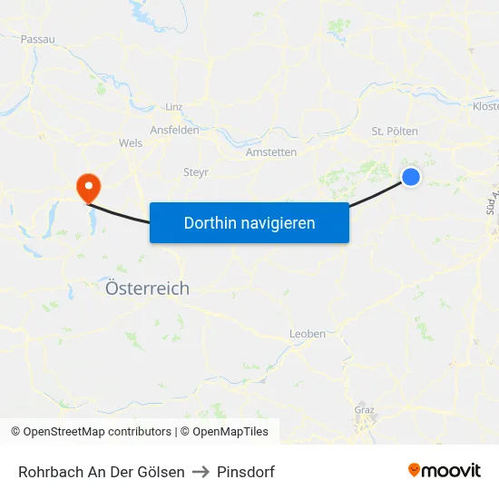 Rohrbach An Der Gölsen to Pinsdorf map
