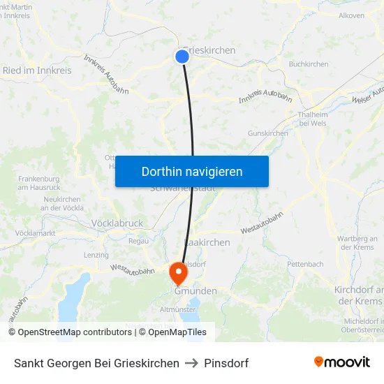 Sankt Georgen Bei Grieskirchen to Pinsdorf map