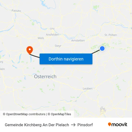 Gemeinde Kirchberg An Der Pielach to Pinsdorf map