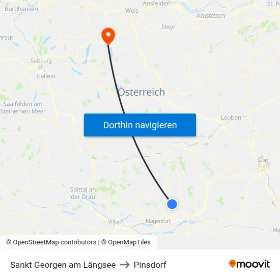 Sankt Georgen am Längsee to Pinsdorf map
