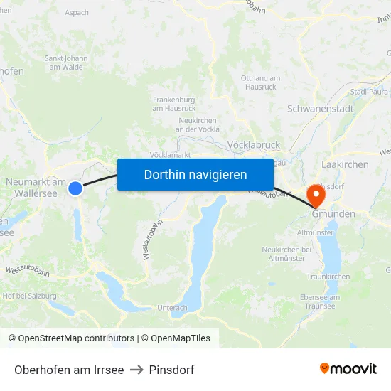 Oberhofen am Irrsee to Pinsdorf map