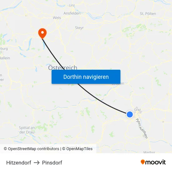 Hitzendorf to Pinsdorf map