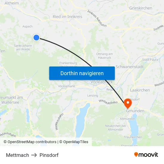 Mettmach to Pinsdorf map
