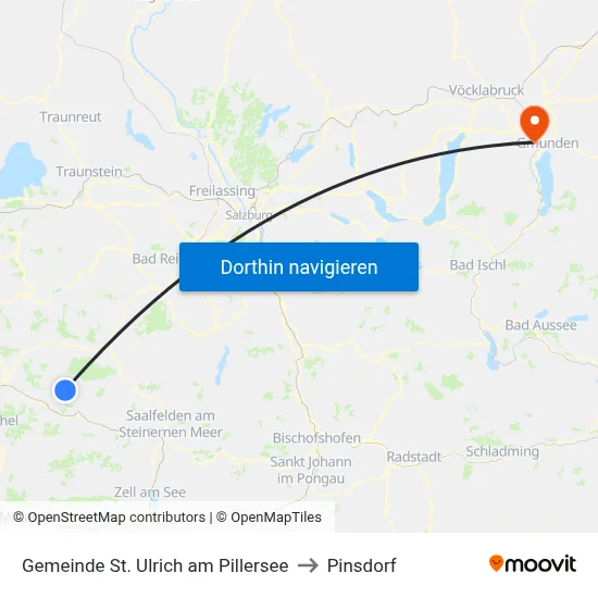 Gemeinde St. Ulrich am Pillersee to Pinsdorf map