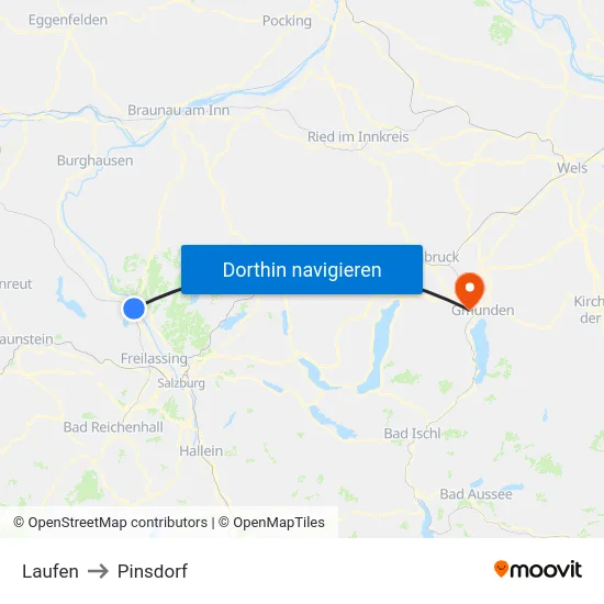 Laufen to Pinsdorf map
